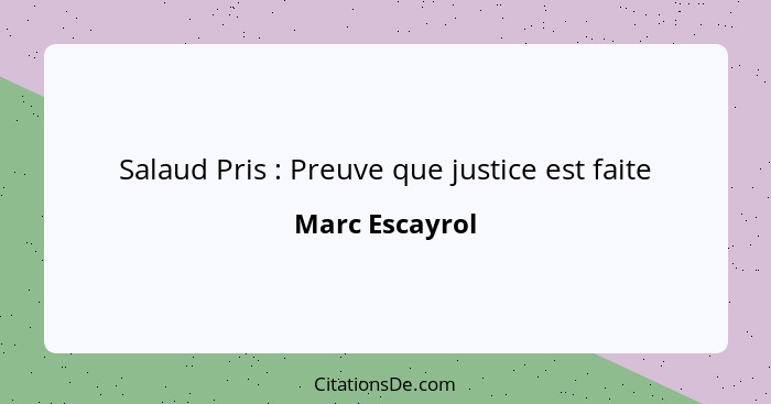 Salaud Pris : Preuve que justice est faite... - Marc Escayrol
