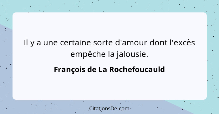 Il y a une certaine sorte d'amour dont l'excès empêche la jalousie.... - François de La Rochefoucauld