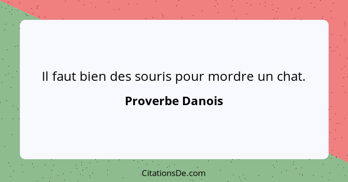 Il faut bien des souris pour mordre un chat.... - Proverbe Danois