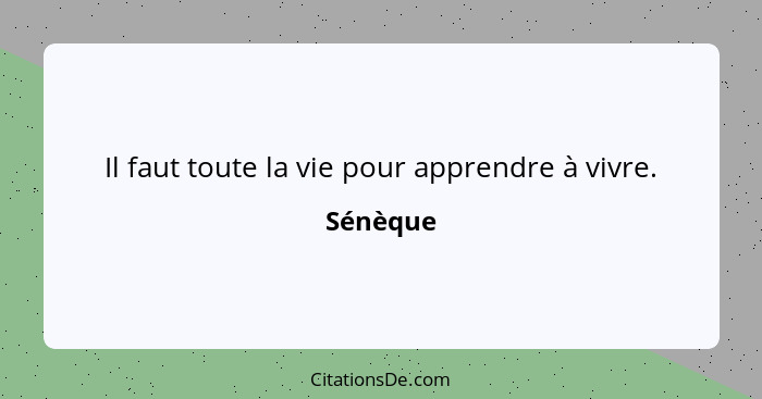 Il faut toute la vie pour apprendre à vivre.... - Sénèque