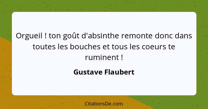 Gustave Flaubert Orgueil Ton Gout D Absinthe Remont