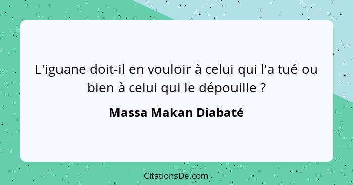 L'iguane doit-il en vouloir à celui qui l'a tué ou bien à celui qui le dépouille ?... - Massa Makan Diabaté