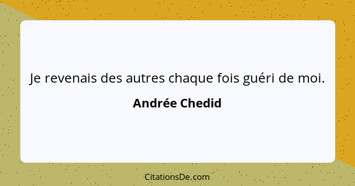 Je revenais des autres chaque fois guéri de moi.... - Andrée Chedid