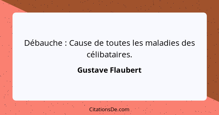 Débauche : Cause de toutes les maladies des célibataires.... - Gustave Flaubert