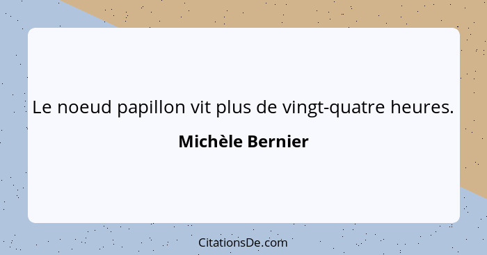 Le noeud papillon vit plus de vingt-quatre heures.... - Michèle Bernier