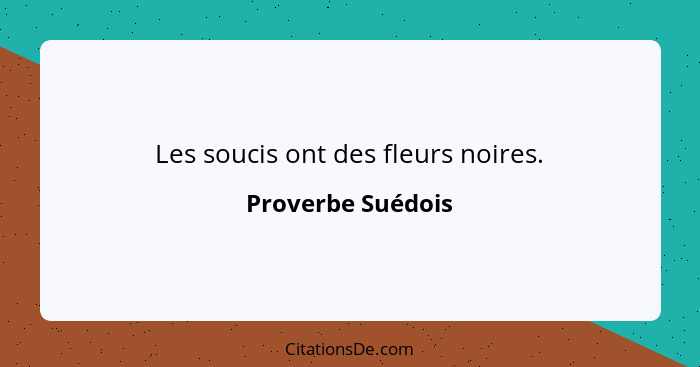 Les soucis ont des fleurs noires.... - Proverbe Suédois