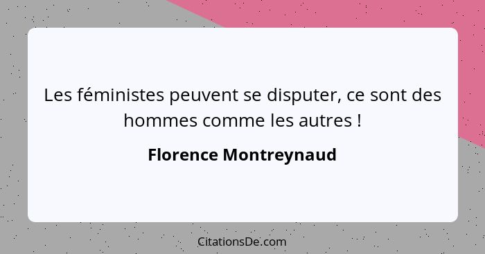 Les féministes peuvent se disputer, ce sont des hommes comme les autres !... - Florence Montreynaud