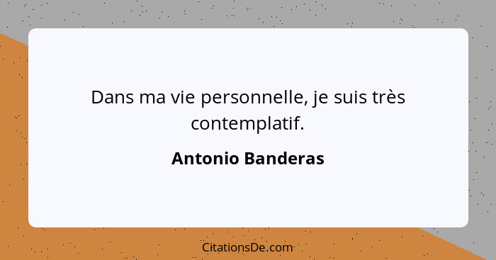 Dans ma vie personnelle, je suis très contemplatif.... - Antonio Banderas