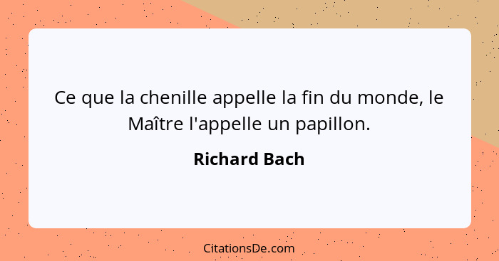 Ce que la chenille appelle la fin du monde, le Maître l'appelle un papillon.... - Richard Bach