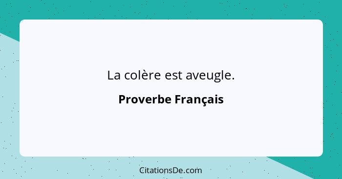 La colère est aveugle.... - Proverbe Français