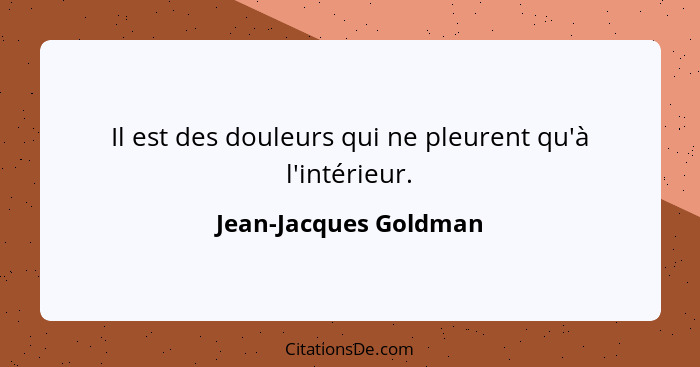 Il est des douleurs qui ne pleurent qu'à l'intérieur.... - Jean-Jacques Goldman