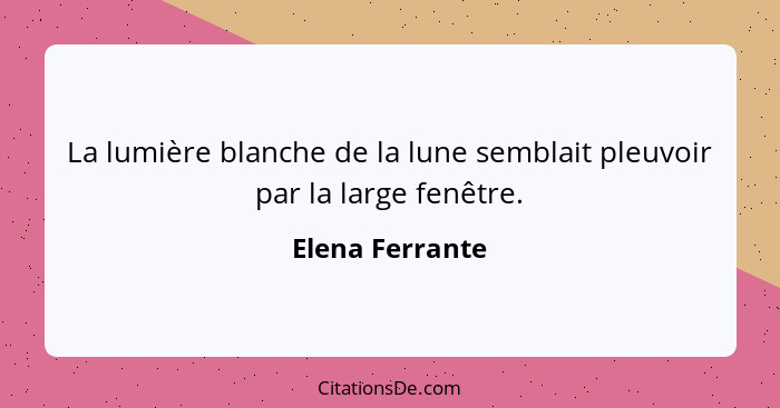 La lumière blanche de la lune semblait pleuvoir par la large fenêtre.... - Elena Ferrante