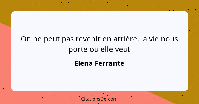 On ne peut pas revenir en arrière, la vie nous porte où elle veut... - Elena Ferrante