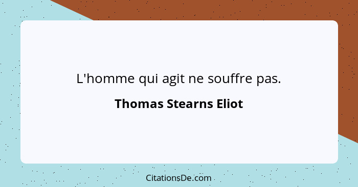 L'homme qui agit ne souffre pas.... - Thomas Stearns Eliot