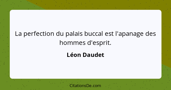 La perfection du palais buccal est l'apanage des hommes d'esprit.... - Léon Daudet