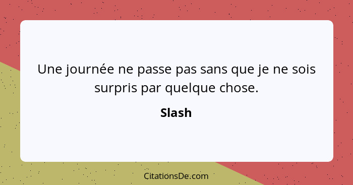 Une journée ne passe pas sans que je ne sois surpris par quelque chose.... - Slash