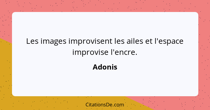 Les images improvisent les ailes et l'espace improvise l'encre.... - Adonis