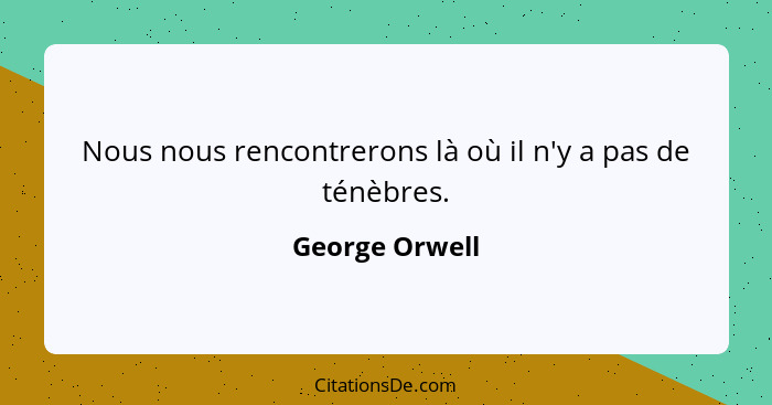 Nous nous rencontrerons là où il n'y a pas de ténèbres.... - George Orwell