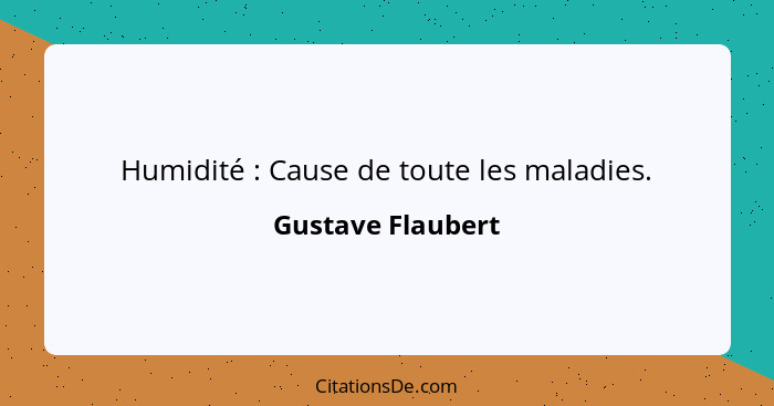 Humidité : Cause de toute les maladies.... - Gustave Flaubert
