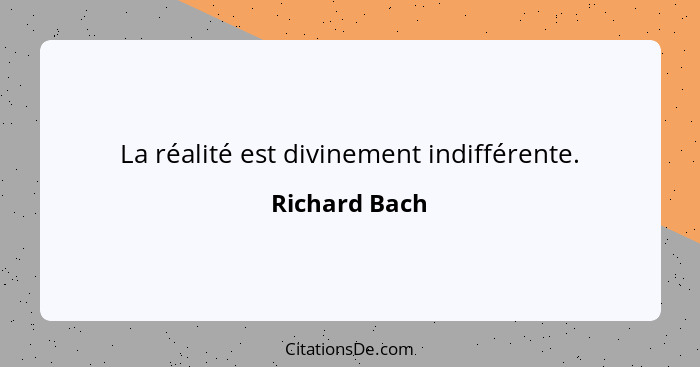 La réalité est divinement indifférente.... - Richard Bach