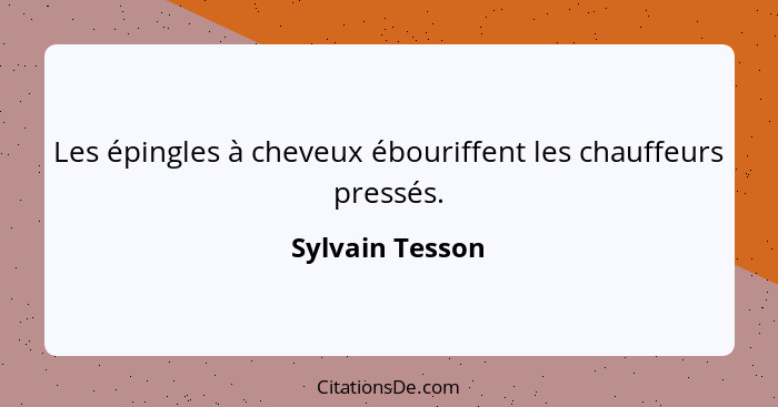 Les épingles à cheveux ébouriffent les chauffeurs pressés.... - Sylvain Tesson