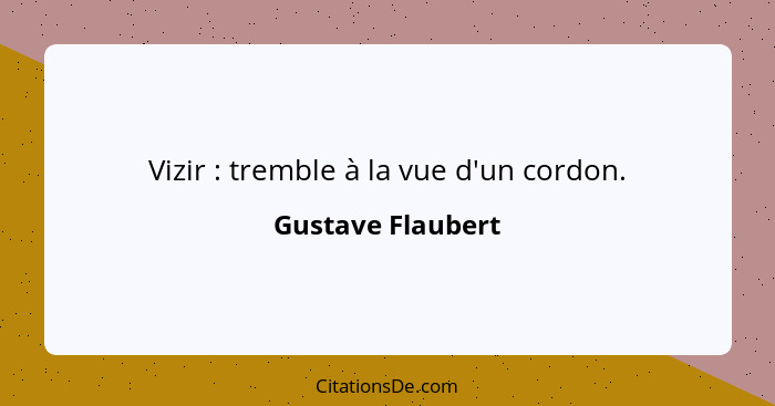 Vizir : tremble à la vue d'un cordon.... - Gustave Flaubert