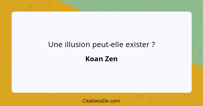 Une illusion peut-elle exister ?... - Koan Zen