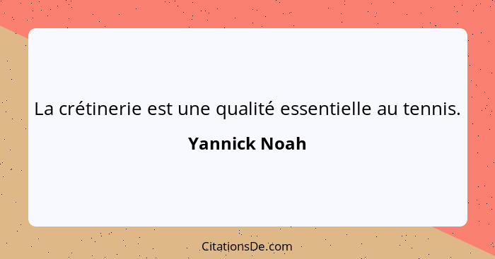 La crétinerie est une qualité essentielle au tennis.... - Yannick Noah