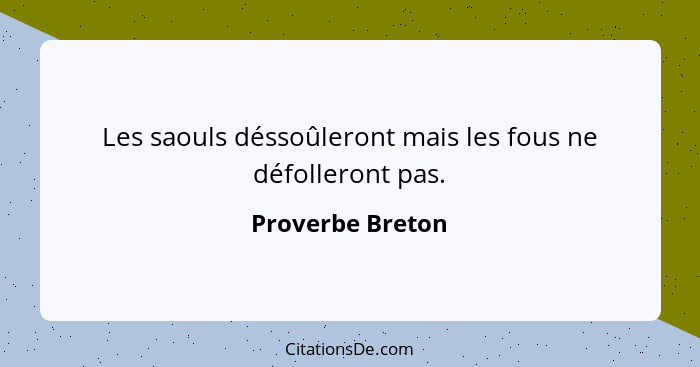 Les saouls déssoûleront mais les fous ne défolleront pas.... - Proverbe Breton