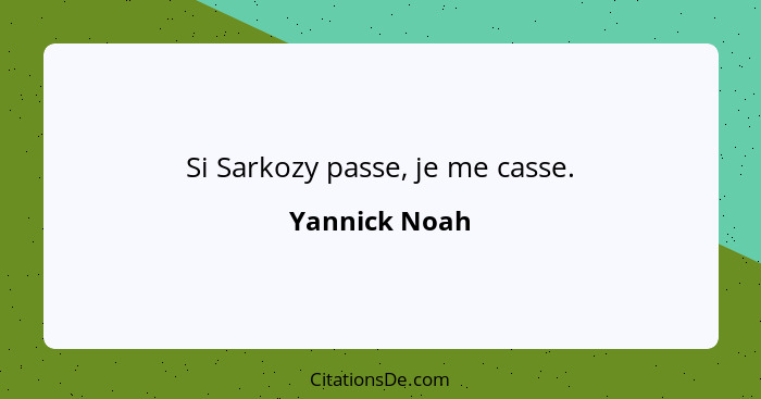 Si Sarkozy passe, je me casse.... - Yannick Noah