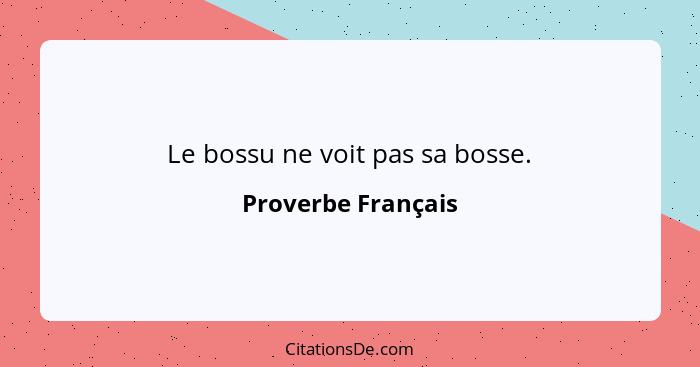 Le bossu ne voit pas sa bosse.... - Proverbe Français