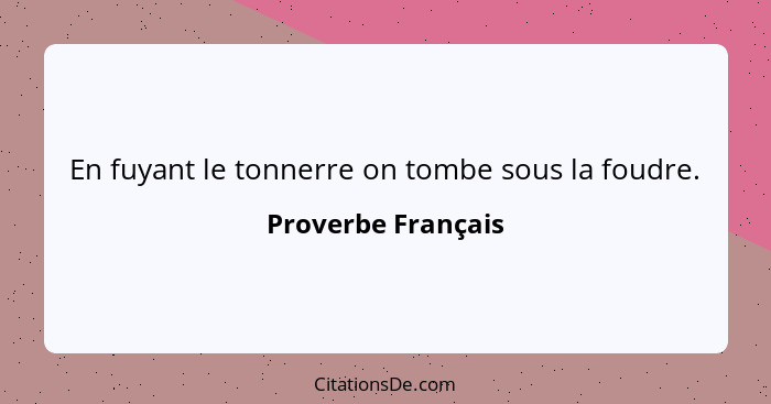 En fuyant le tonnerre on tombe sous la foudre.... - Proverbe Français