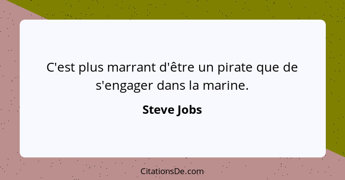 C'est plus marrant d'être un pirate que de s'engager dans la marine.... - Steve Jobs