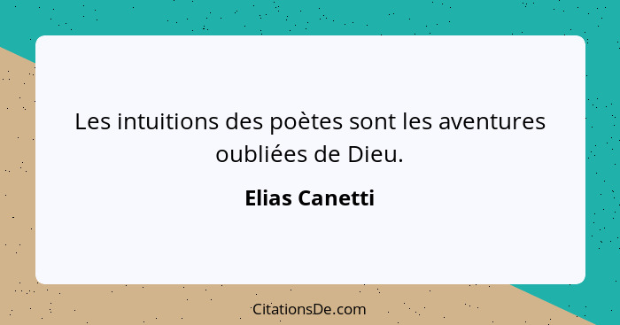 Les intuitions des poètes sont les aventures oubliées de Dieu.... - Elias Canetti