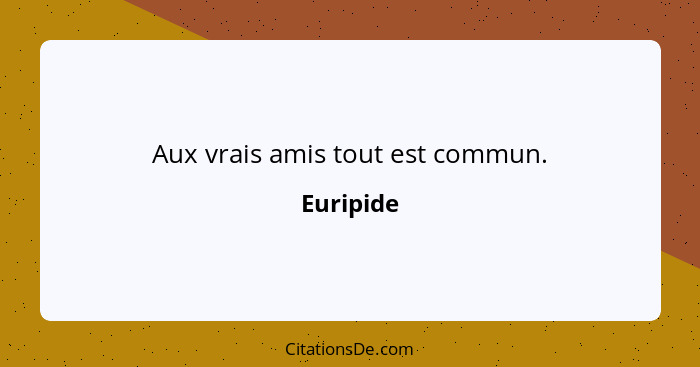 Aux vrais amis tout est commun.... - Euripide