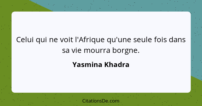 Celui qui ne voit l'Afrique qu'une seule fois dans sa vie mourra borgne.... - Yasmina Khadra