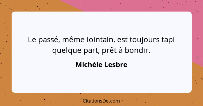 Le passé, même lointain, est toujours tapi quelque part, prêt à bondir.... - Michèle Lesbre