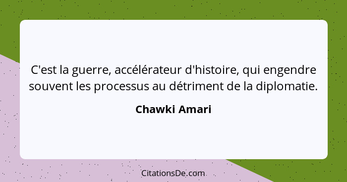 C'est la guerre, accélérateur d'histoire, qui engendre souvent les processus au détriment de la diplomatie.... - Chawki Amari