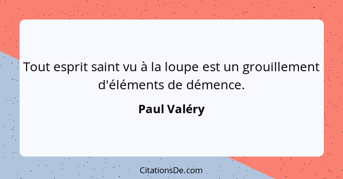 Tout esprit saint vu à la loupe est un grouillement d'éléments de démence.... - Paul Valéry