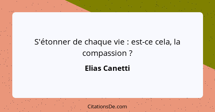 S'étonner de chaque vie : est-ce cela, la compassion ?... - Elias Canetti