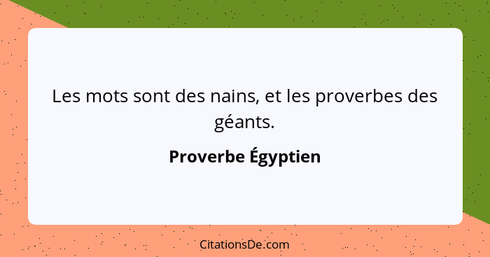Les mots sont des nains, et les proverbes des géants.... - Proverbe Égyptien