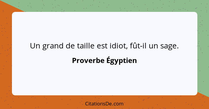 Un grand de taille est idiot, fût-il un sage.... - Proverbe Égyptien