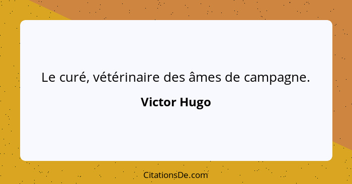 Le curé, vétérinaire des âmes de campagne.... - Victor Hugo