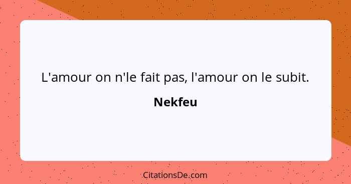 L'amour on n'le fait pas, l'amour on le subit.... - Nekfeu