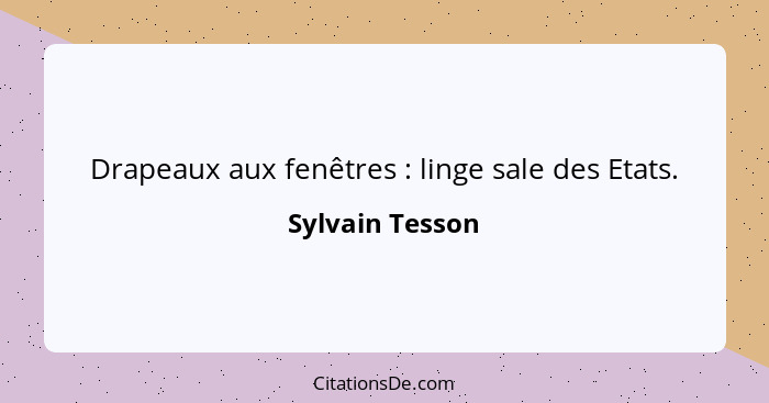 Drapeaux aux fenêtres : linge sale des Etats.... - Sylvain Tesson