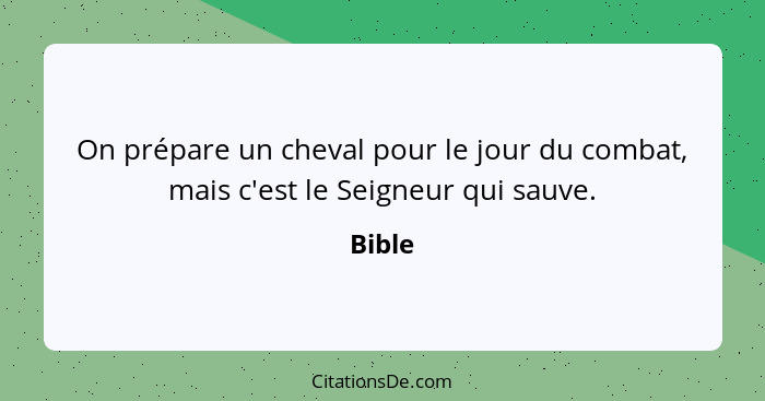 On prépare un cheval pour le jour du combat, mais c'est le Seigneur qui sauve.... - Bible