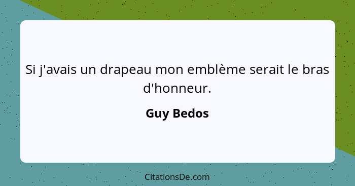 Si j'avais un drapeau mon emblème serait le bras d'honneur.... - Guy Bedos