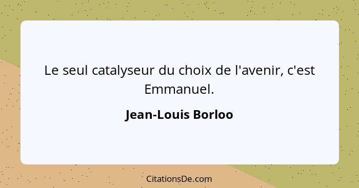 Le seul catalyseur du choix de l'avenir, c'est Emmanuel.... - Jean-Louis Borloo