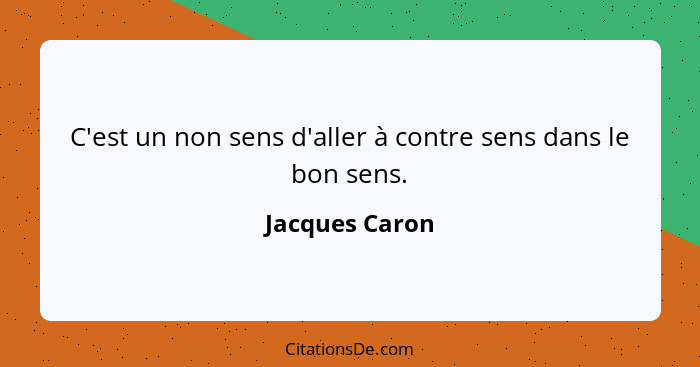 C'est un non sens d'aller à contre sens dans le bon sens.... - Jacques Caron