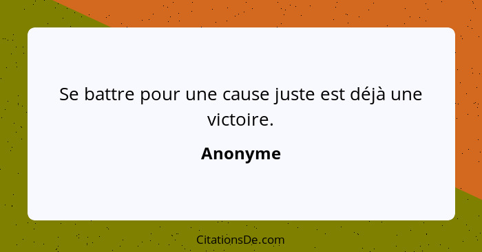 Se battre pour une cause juste est déjà une victoire.... - Anonyme